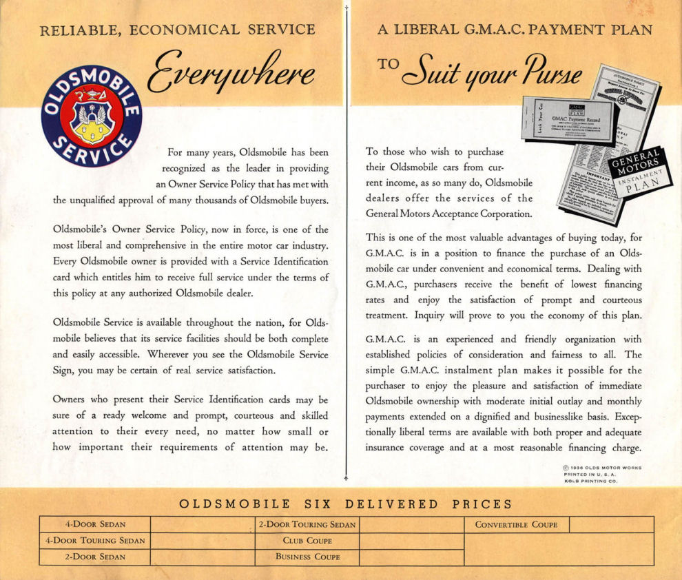 1937 Oldsmobile Six Brochure Page 20